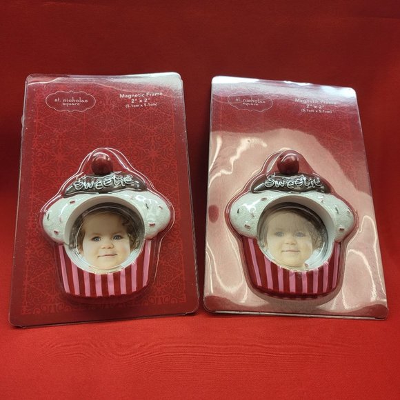 Magnetic Refrigerator Picture Frame Cupcake St Nicholas Square Set of 2 - Picture 2 of 10